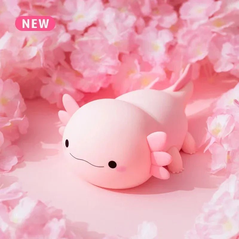 Cute Axolotl Night Light Silicone Nursery Sleeping Lamp Touch Control Nightlights USB Rechargeable Table Lamp for Baby Child - My Baby Pink and Blue