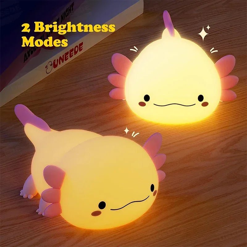 Cute Axolotl Night Light Silicone Nursery Sleeping Lamp Touch Control Nightlights USB Rechargeable Table Lamp for Baby Child - My Baby Pink and Blue