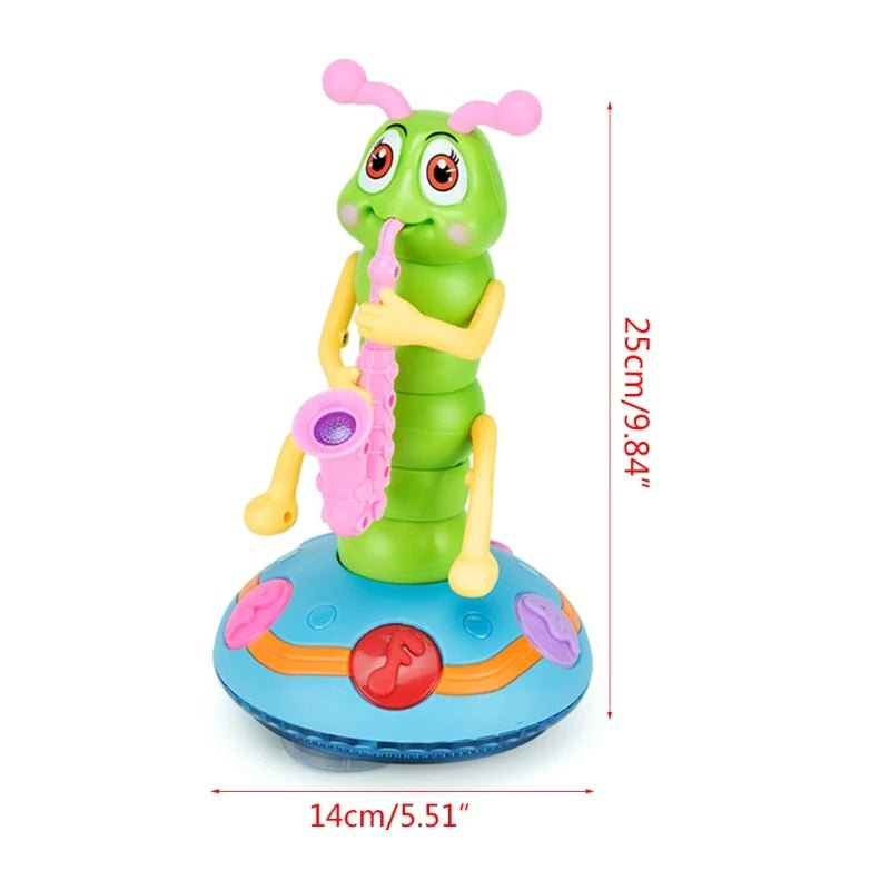 Musical Dancing Saxophone Caterpillar Toy LED Flashlights Fun Electric Music Toy for Kids Perfect Gift for Learning Playtime - My Baby Pink and Blue