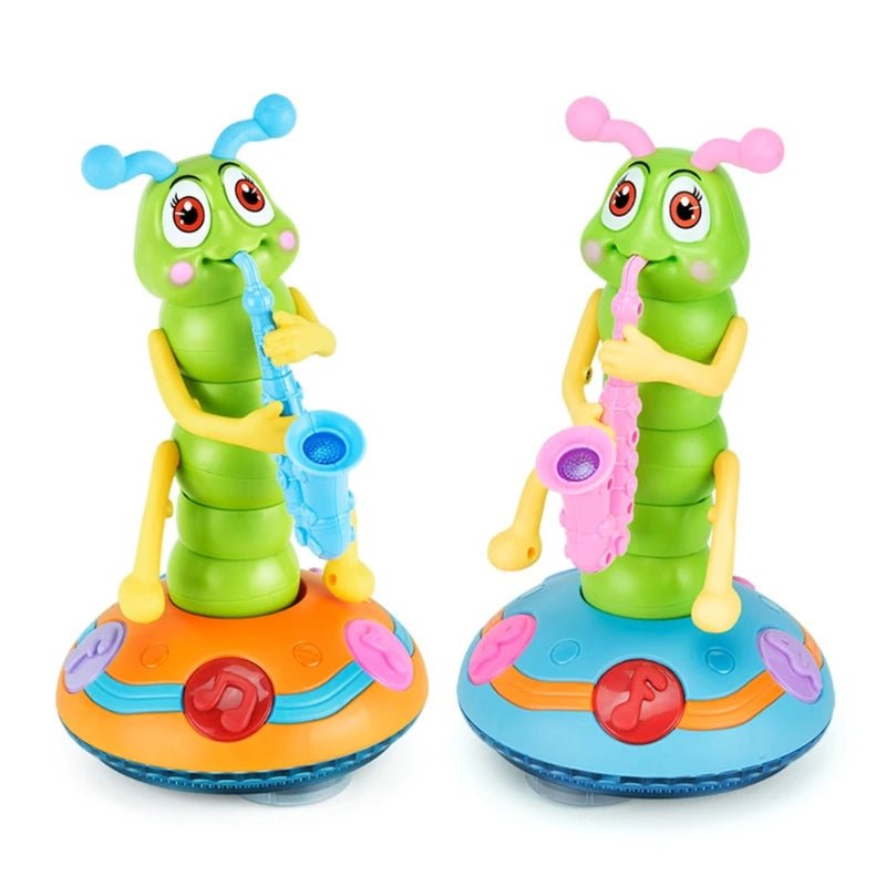 Musical Dancing Saxophone Caterpillar Toy LED Flashlights Fun Electric Music Toy for Kids Perfect Gift for Learning Playtime - My Baby Pink and Blue