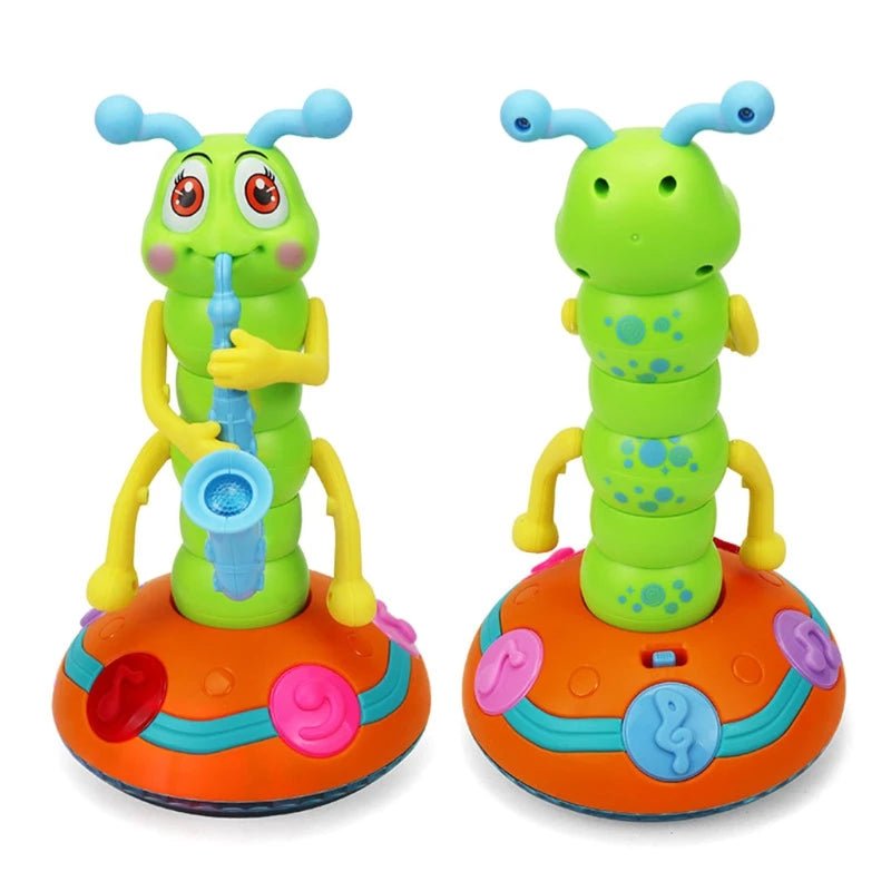 Musical Dancing Saxophone Caterpillar Toy LED Flashlights Fun Electric Music Toy for Kids Perfect Gift for Learning Playtime - My Baby Pink and Blue