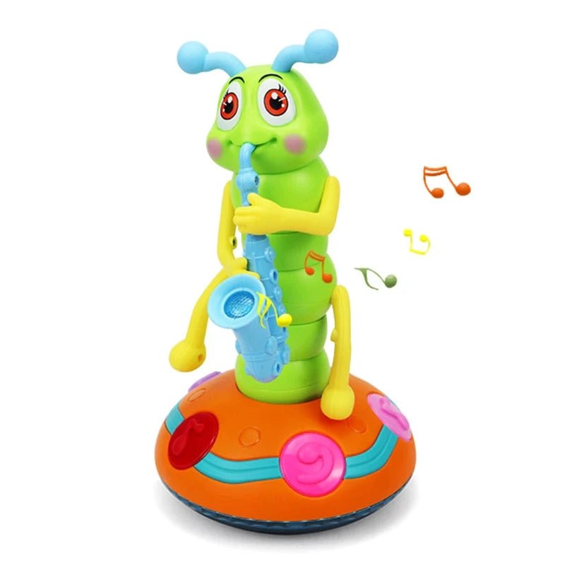Musical Dancing Saxophone Caterpillar Toy LED Flashlights Fun Electric Music Toy for Kids Perfect Gift for Learning Playtime - My Baby Pink and Blue