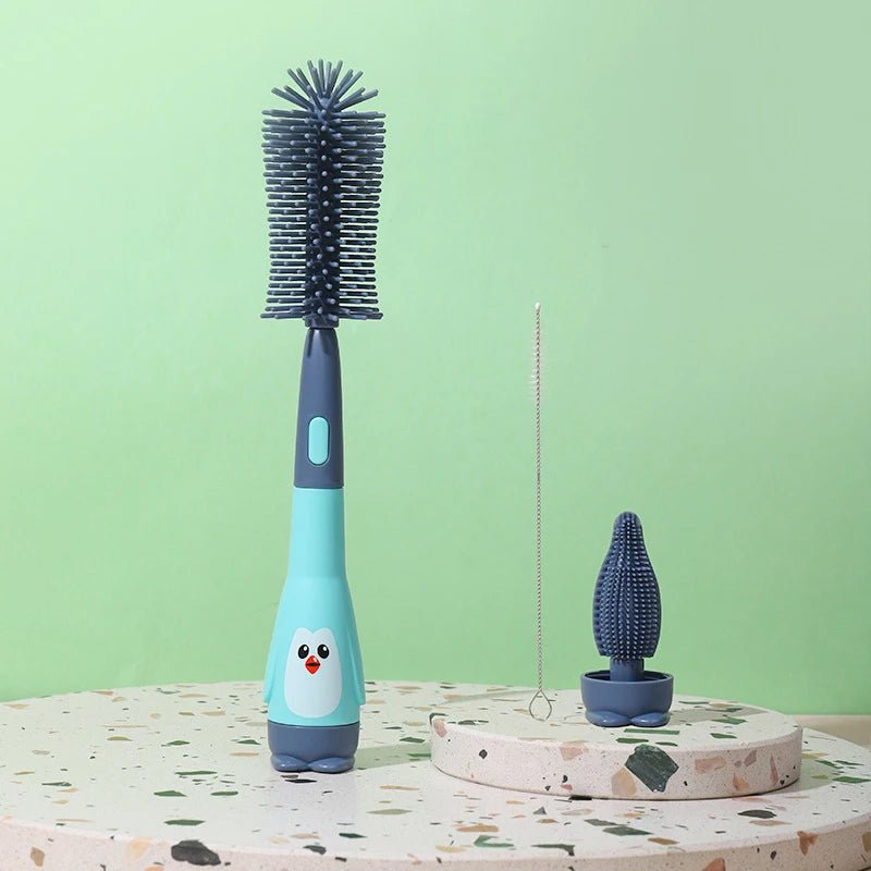 Pacifier Bottle Brush Set Baby Cleaning Set Silicone Cup Brush Cleaning Tool Held Soft Head Food Grade Brushes Baby Bottle Brush - My Baby Pink and Blue
