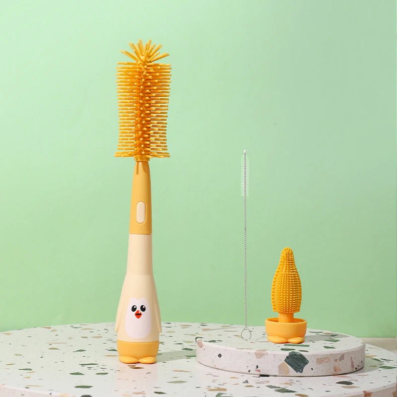 Pacifier Bottle Brush Set Baby Cleaning Set Silicone Cup Brush Cleaning Tool Held Soft Head Food Grade Brushes Baby Bottle Brush - My Baby Pink and Blue