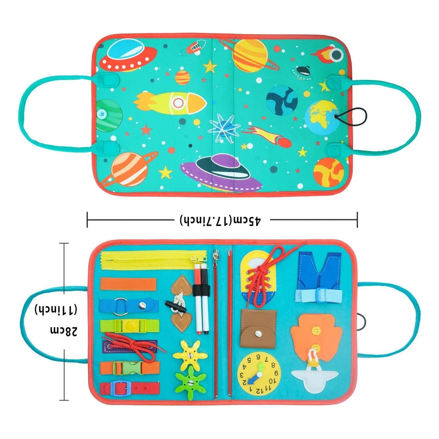 Toddler Montessori Busy Board for Ages 1 - 3 Busy Sensory Educational Toys Travel Toys - My Baby Pink and Blue