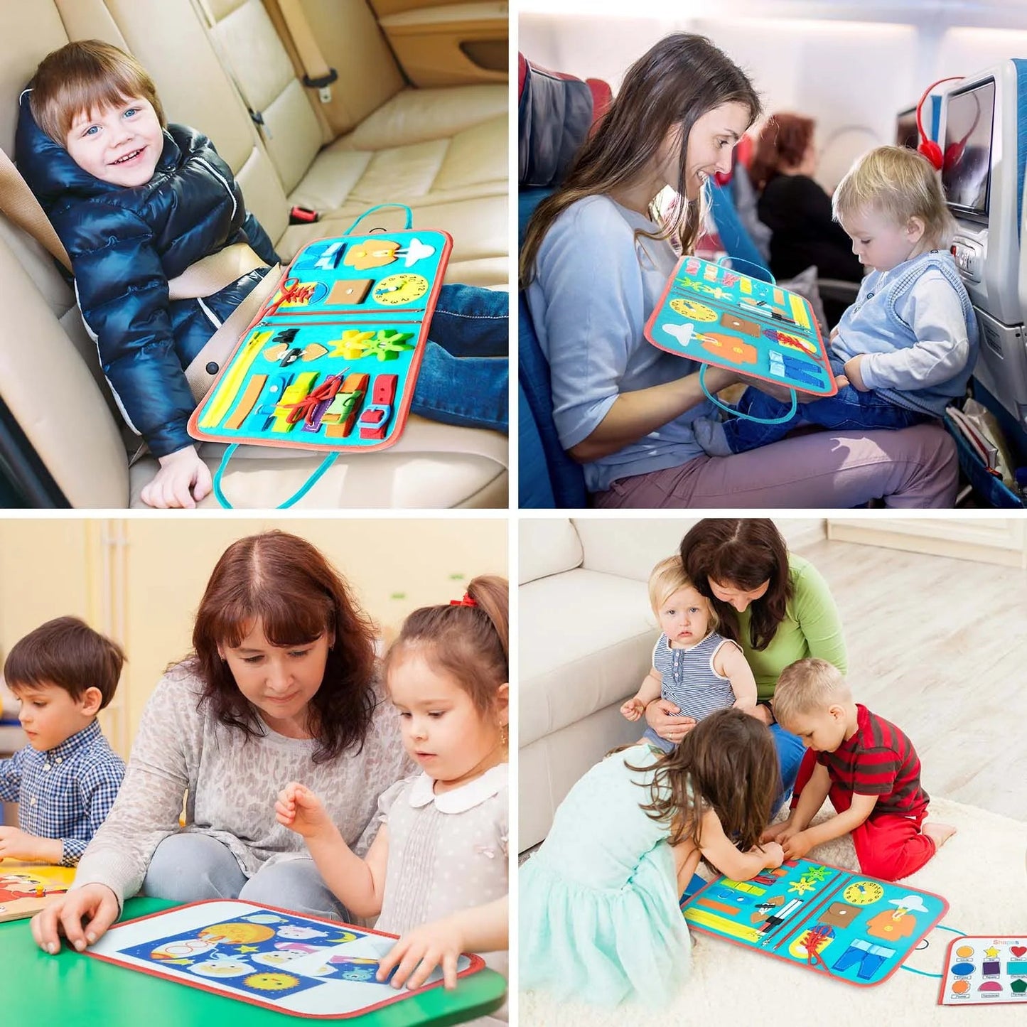 Toddler Montessori Busy Board for Ages 1 - 3 Busy Sensory Educational Toys Travel Toys - My Baby Pink and Blue