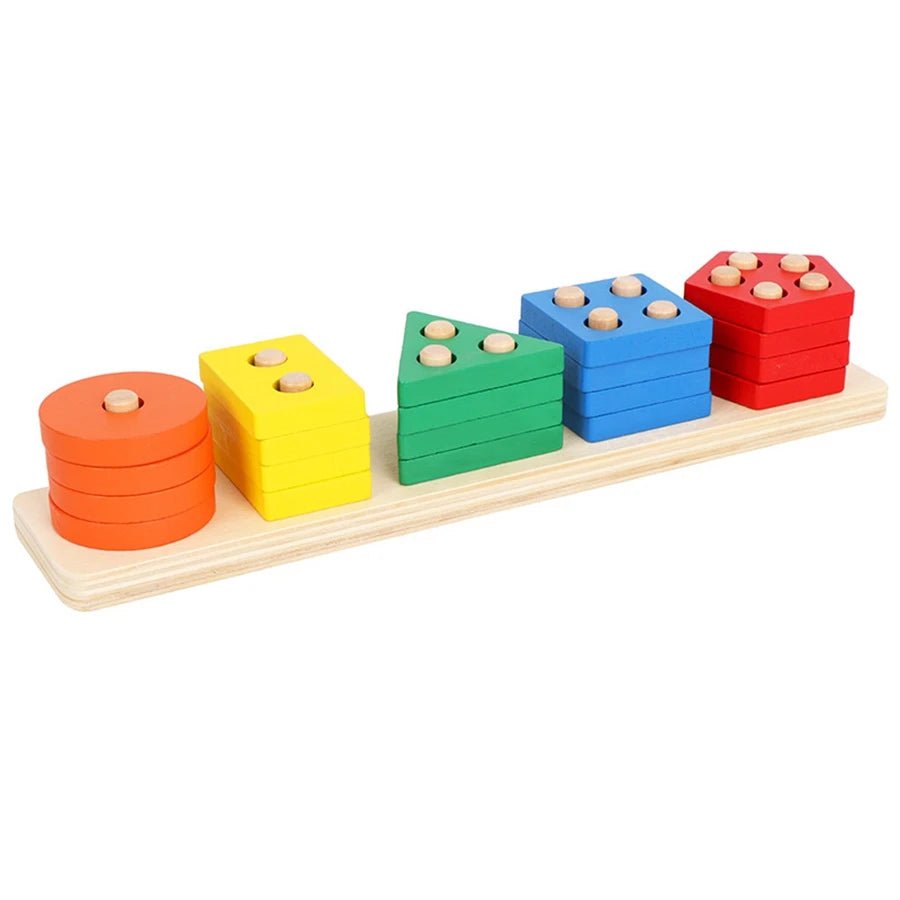 Montessori Wooden Sorting Stacking Toys Puzzle For Toddlers And Kids Preschool Fine Motor Skill Toy For 1 Years - My Baby Pink and Blue